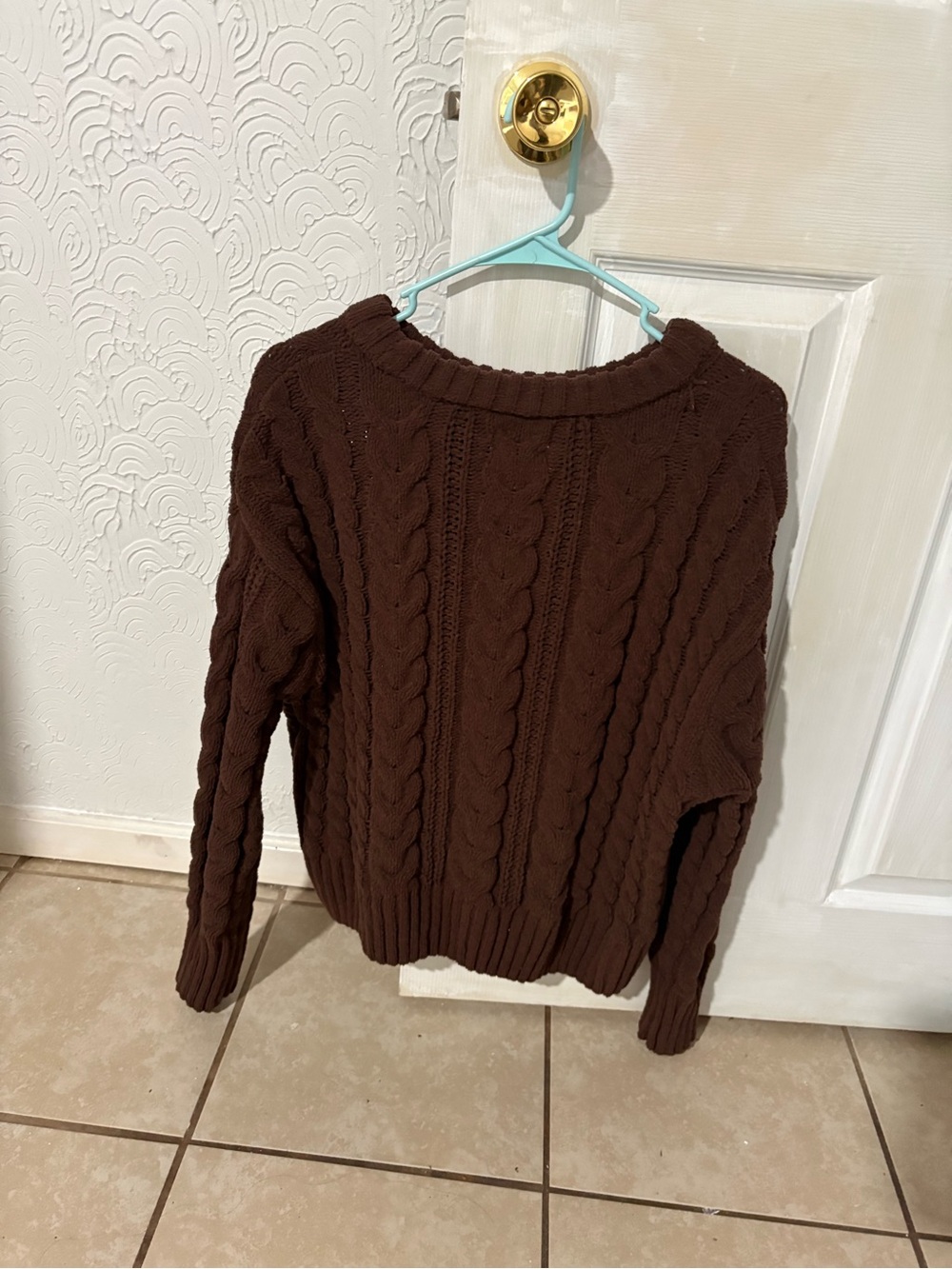 Pink Republic Brown Cable Knit Crewneck Sweater